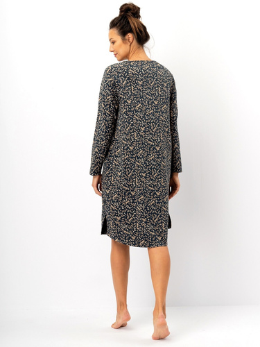 Női hálóing Key LND 707 tengerészkék - pamut, hosszú ujjú, kényelmes szabású