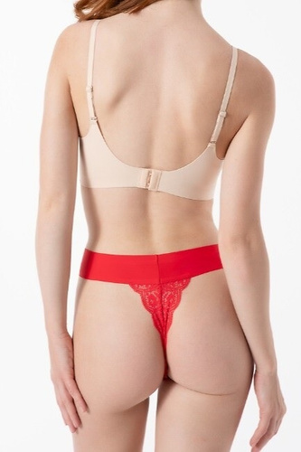 Julimex Scarlet String Maxi piros - varrás nélküli tanga csipkével Invisible Line