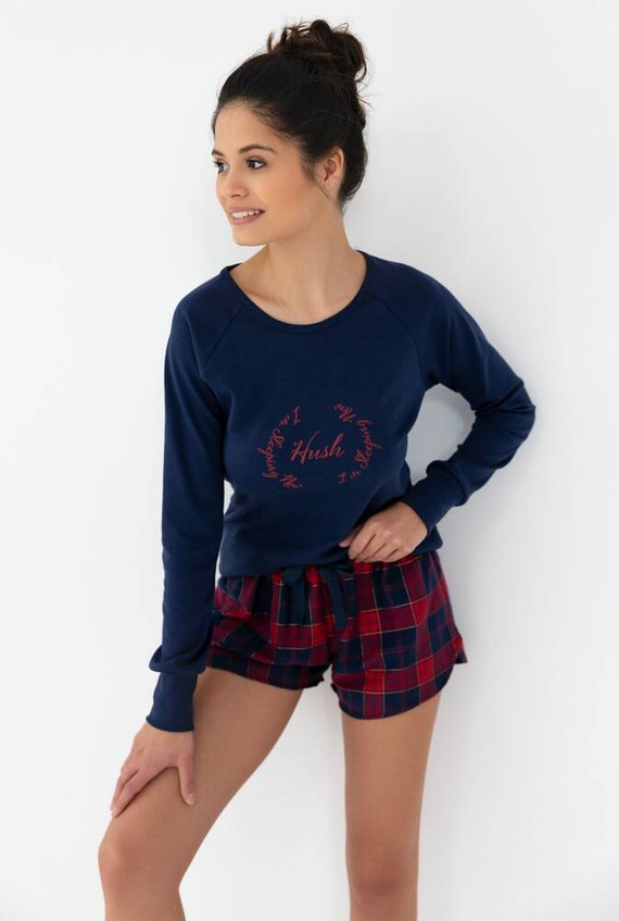 Clarissa Női pizsama Sensis Flannel - tengerészkék-piros