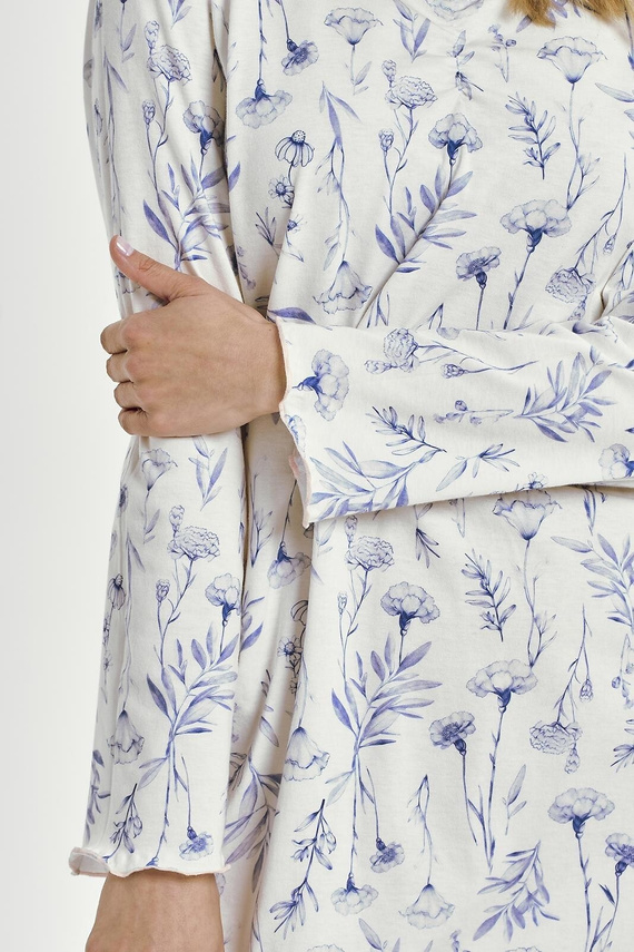 Taro Caroline pamut hálóing 3455 kék - hosszú ujjú, kényelmes és nőies