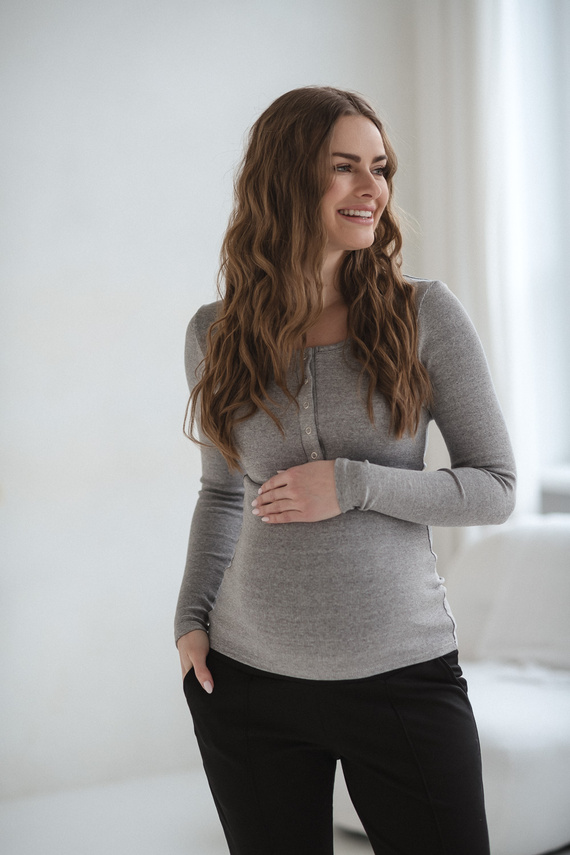 Tummy Milk&Love kismama és szoptatós felső viszkóz light gray melange