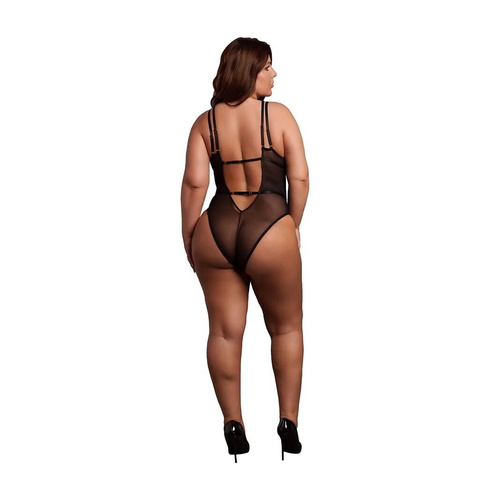 Body AMR006 Amour Le Désir csipkés plus size body XL-4XL fekete