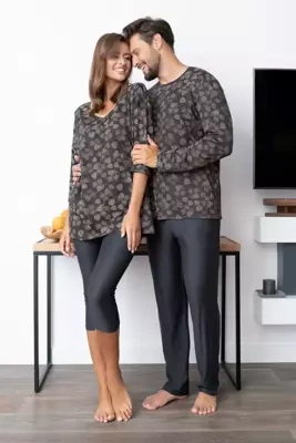 Pinnia Női 3/4 ujjú pizsama, 3/4 nadrág Olasz divat - print/grafit
