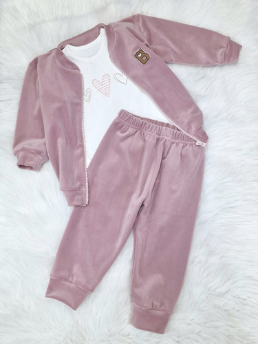 Három szív Bambarillo ekrü baba bodysuit - pamut, sztreccs kötött, tökéletes a "BEAR" tréningruhához