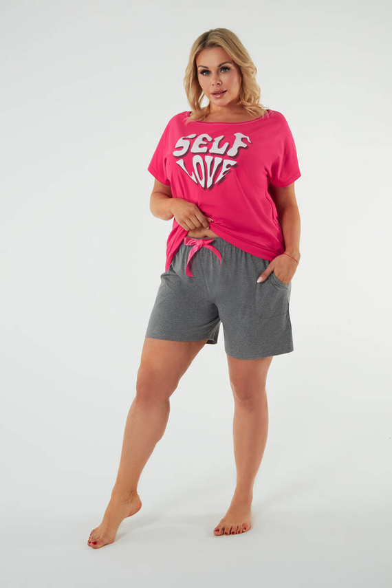 Selfie Női rövid ujjú pizsama, rövidnadrág Italian Fashion - amarant/melange