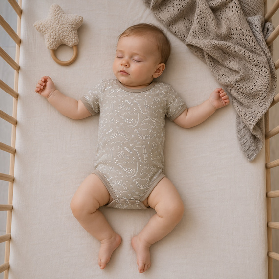 Mamatti BK16525 baba body dinoszaurusz mintával, rövid ujjú, pamut