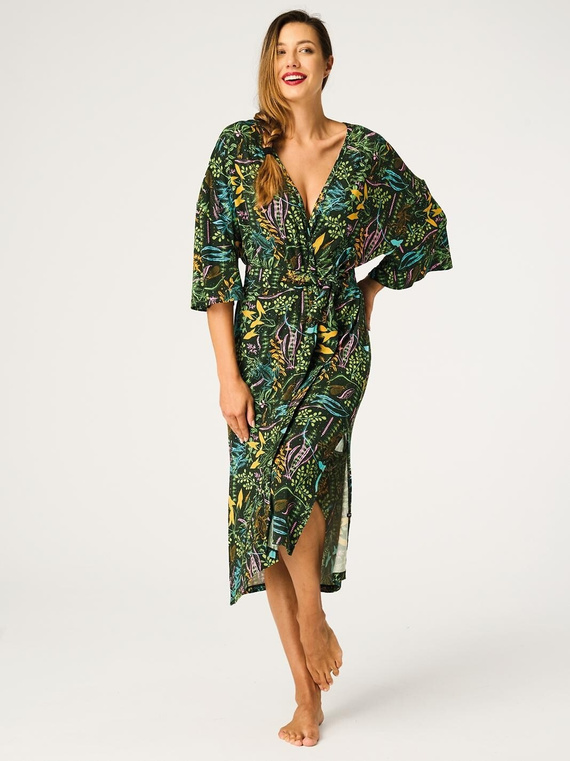 Key LGL 574 Zöld – Női köntös 95% viszkózból, mintás