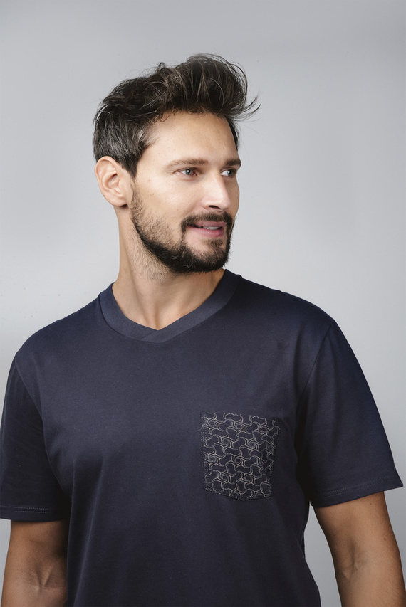 Diaz Férfi rövid ujjú pizsama, rövidnadrág Italian Fashion - tengerészkék/print