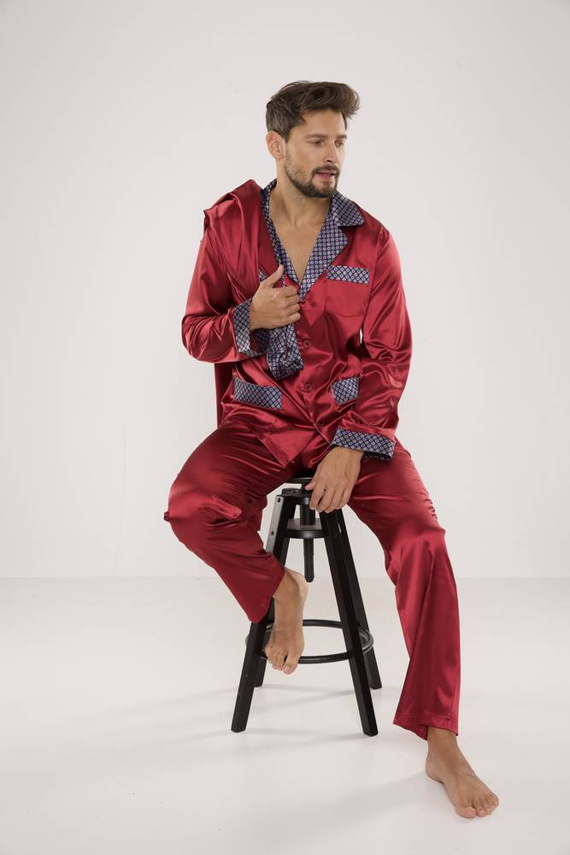 939 Férfi szatén gesztenyebarna pizsama