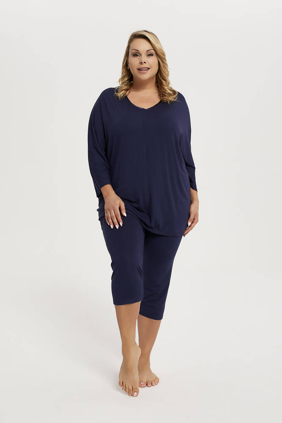 Song Női pizsama 3/4 ujjú, 3/4 nadrág olasz divat - sötétkék