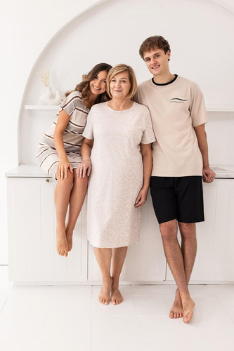 Női hálóing 170 Regina bézs - Nyári, viszkóz, rövid ujjú, térd előtt, maximális alvási kényelemmel