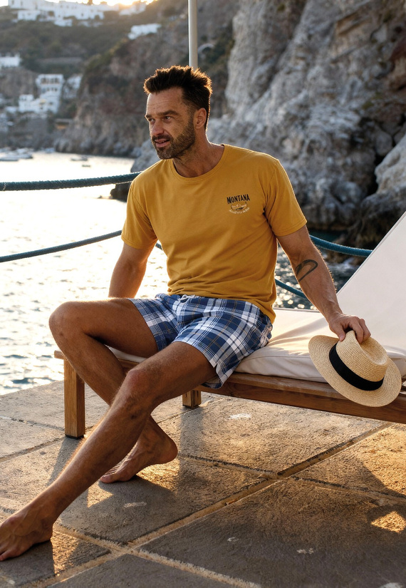 Cornette 326/213 Montana 2 férfi pizsama 100% pamut rövid ujjú