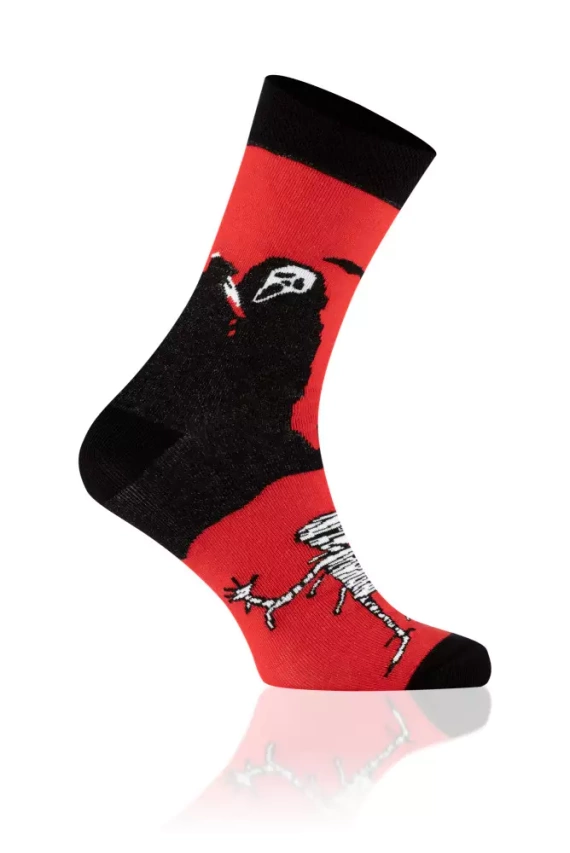 S146D Drakula hosszú zokni olasz divat - fekete/piros/fehér