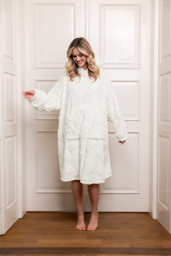 Női takaró blúz Italian Fashion - meleg, oversize, kapucnival, mackó motívummal