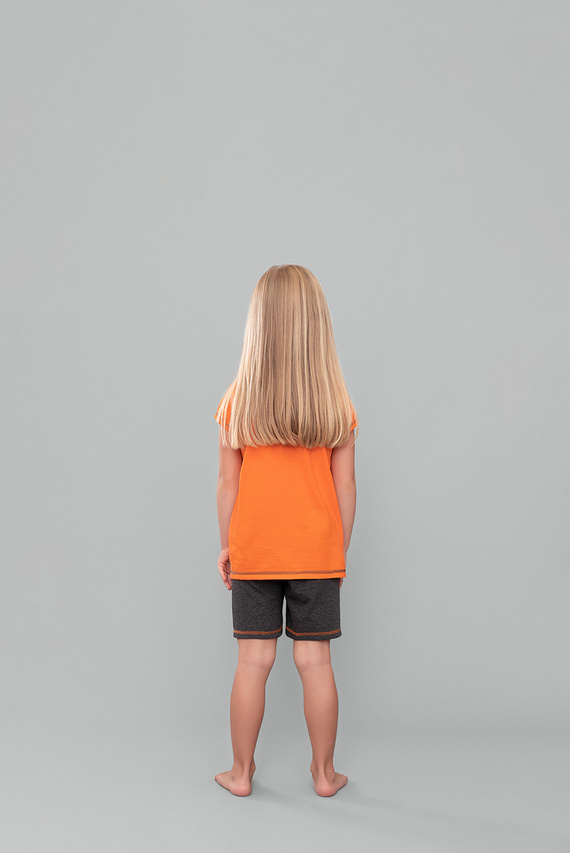 Szőke lány pizsama Italian Fashion - narancs/sötét melange