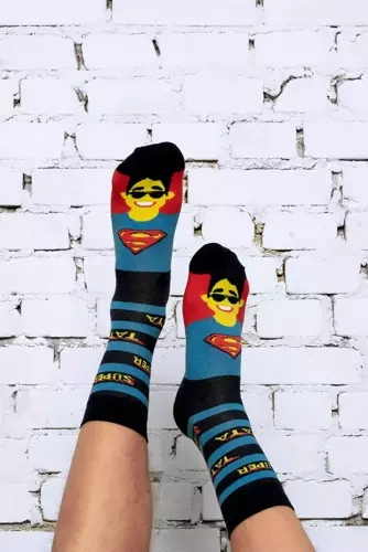 M41D Super Dad hosszú zokni olasz divat - tengerészkék/színkékek