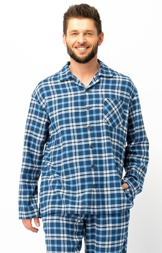 MNS 492 Key jeans férfi pizsama - kockás flanel, pamut