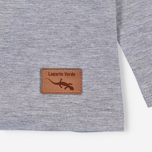 KAR-1018 Fiú hosszú ujjú blúz Lagarto Verde szürke - pamut elasztánnal, lengyel gyártmány, lengyel gyártás