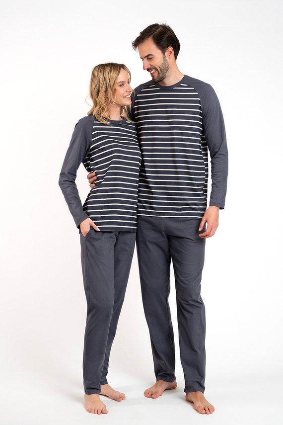 Oda Női pizsama hosszú ujjú, hosszú nadrágos olasz divat - grafit/grafit nyomtatás