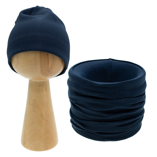 219268 Willy Nicol szett sapka + kapucni pamut - tengerészkék, csíkos