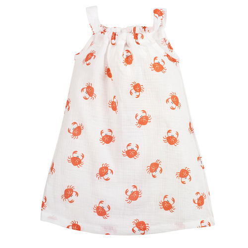 Muszlin pántnélküli ruha Crabs ekrü Pinokio rák nyomtatással