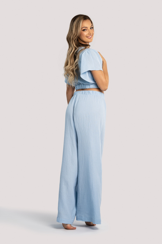 Tola női muszlin szett Unikat kék - nyári otthoni fehérneműk