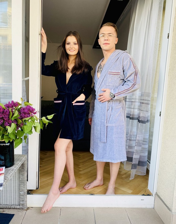 424 Lampas Női fürdőköpeny - tengerészkék