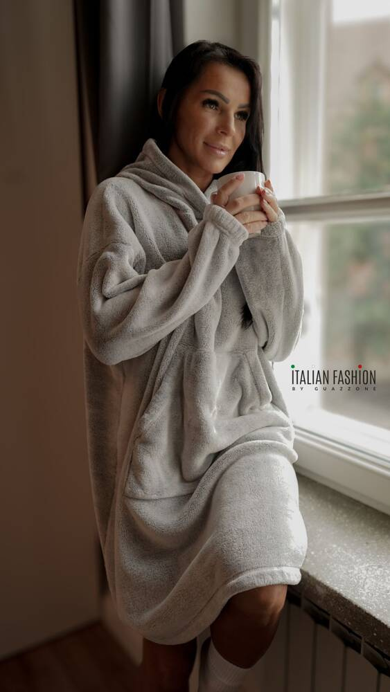 Forio kapucnis takaróblúz unisex olasz divat - szürke
