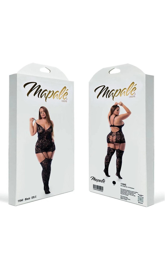 Body damskie Mapale 7481 czarne koronkowe z odkrytymi plecami Babydoll Romper
