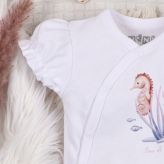 ABN-5474 Underwater World Nini boríték body fehér - organikus pamut, rövid ujjú, rövid ujjú