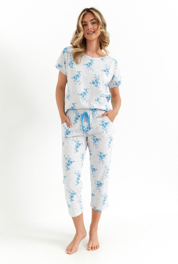 490 Női pizsama Cana világosszürke pamut kényelmes klasszikus pizsama