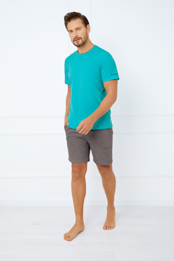 Krystian Férfi rövid ujjú pizsama, rövidnadrág Olasz divat - türkizkék