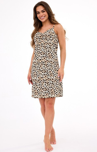 610/470 Cornette Coco 4 hálóing - leopárd mintás, vékony vállpántok, 100% pamut