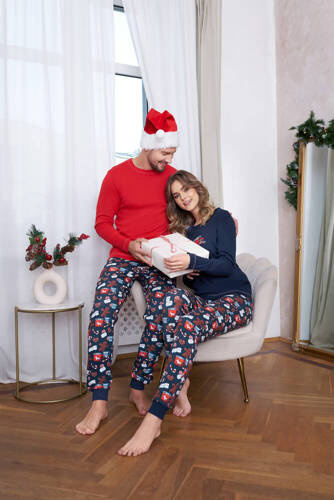 Makala Női hosszú ujjú pizsama és hosszú nadrág Italian Fashion - tengerészkék/print