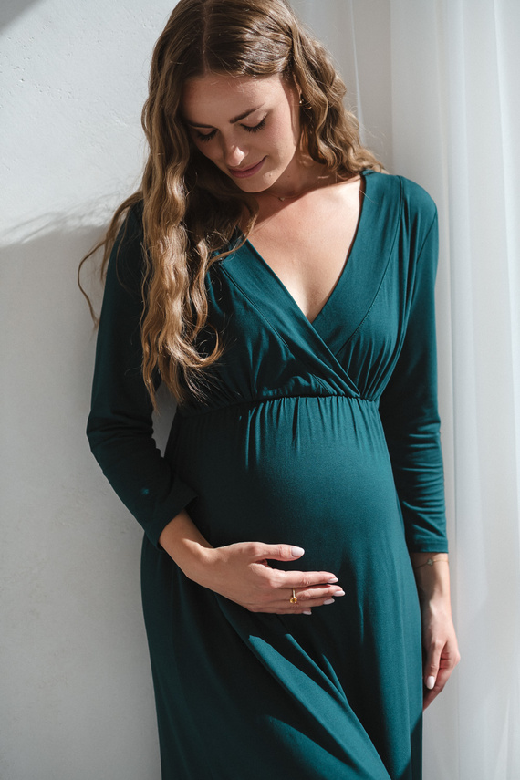 Star Light Terhesség és szoptatás bambusz hálóing 7/8 Milk&Love palack zöld - lélegző, kórházi, kényelmes szoptatáshoz