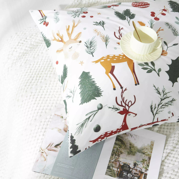 Karácsonyi erdei karácsonyi mikroszatén ágynemű fehér I25 Spod Igły i Nitki - puha, sima és tartós