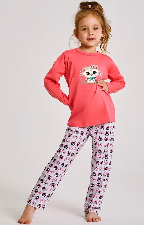 3486, 3487 Emma Taro lány pizsama korall - pamut, nyomtatott, mintás nadrág