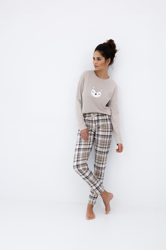 Tinsley Sensis női pizsama - pamut, hosszú, kockás