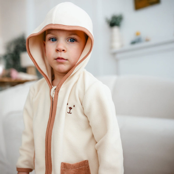 Beary Cool Gyermek fleece kabát Eevi - ekrü, kapucnival