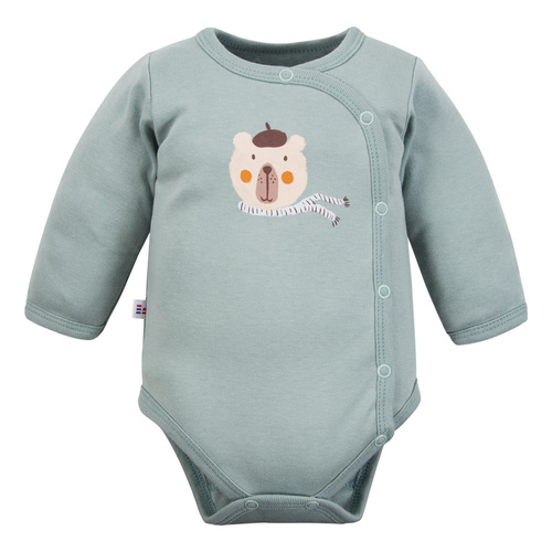 Beary Cool baba body Eevi- pamut, hosszú ujjú, borítékolható, mackó mintás, hosszú ujjú, mackó mintás