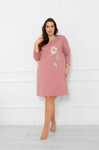 Női hálóing Akita - pamut, 3/4 ujjú, virágos applikációval Italian Fashion