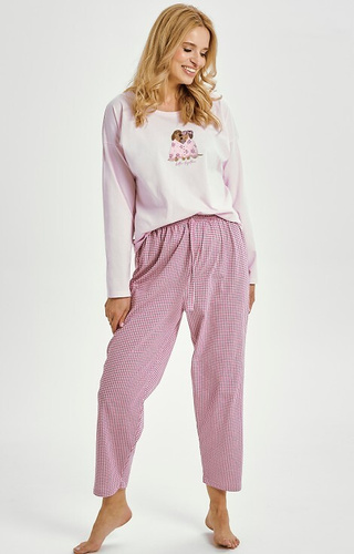 3434 Elisa Női pizsama Taro - 100% pamut, hosszú ujjú, kutyusos mintás, hosszú ujjú