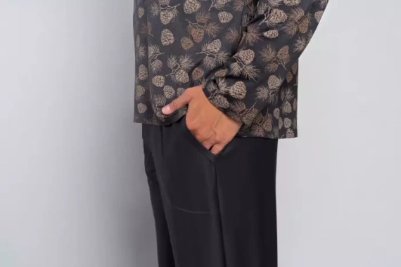 Pinus Férfi hosszú ujjú pizsama, hosszú nadrág Italian Fashion- print/graphite