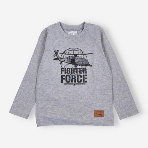 KAR-1018 Fiú hosszú ujjú blúz Lagarto Verde szürke - pamut elasztánnal, lengyel gyártmány, lengyel gyártás