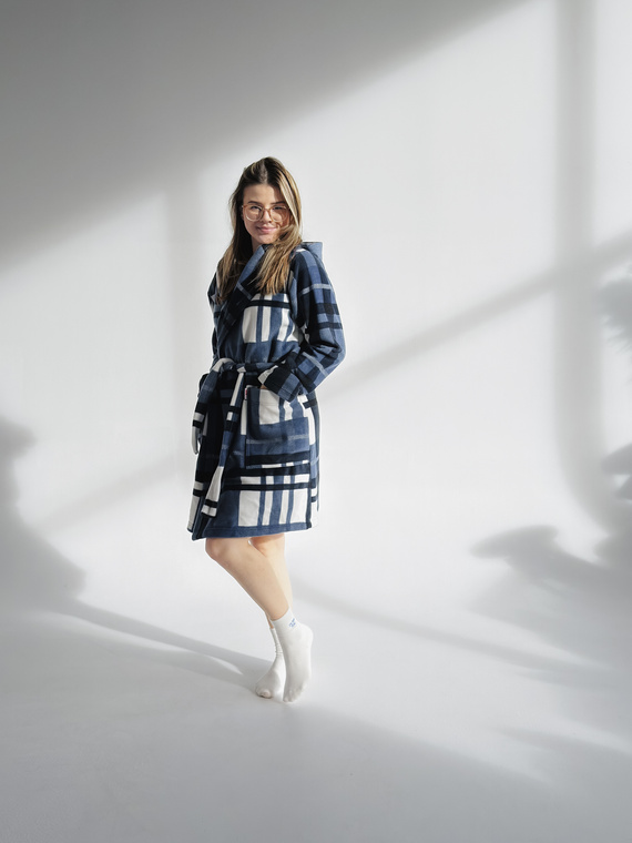 031 De Lafense fürdőköpeny takaró - meleg gyapjú női fürdőköpeny Super Cozy, kék