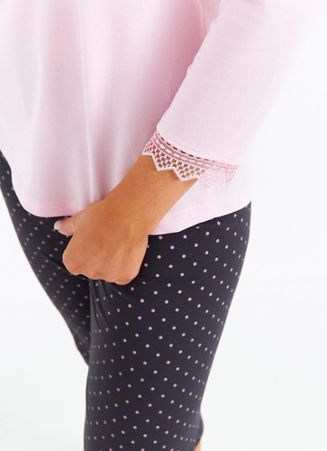 Női pizsama Cana 481 3/4 rózsaszín - pamut, 3/4 ujjú, kényelmes, kényelmes