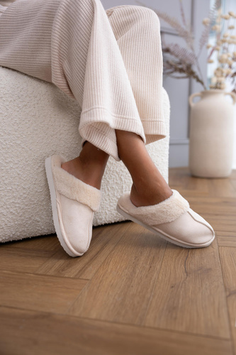 Tiffanny papucs Sensis - Női papucs bolyhos kötött és velúr utánzatból | Fedett orrú, párnázott talpú papucs