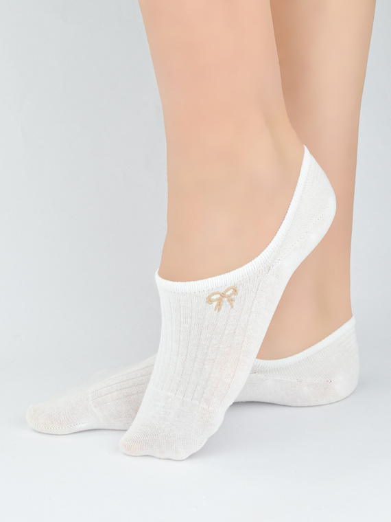 Noviti ST097 női balerina pamut, bordázott díszített hímzéssel