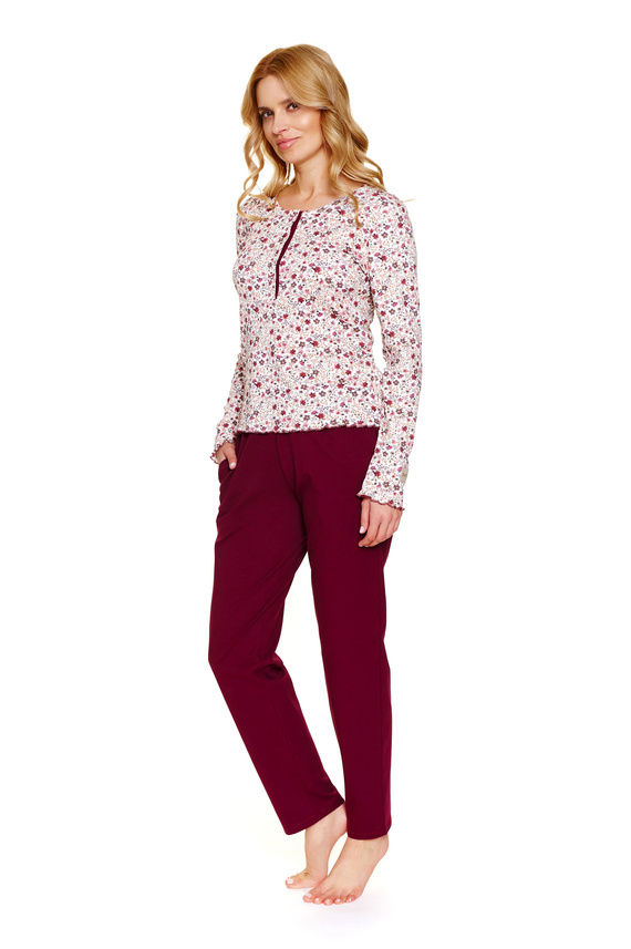 7307 Doctor Nap - Női plus size cipzáras pizsama | 95% pamut, lengyel gyártmány - flores