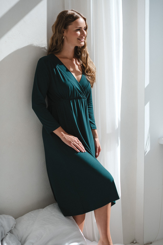 Star Light Terhesség és szoptatás bambusz hálóing 7/8 Milk&Love palack zöld - lélegző, kórházi, kényelmes szoptatáshoz